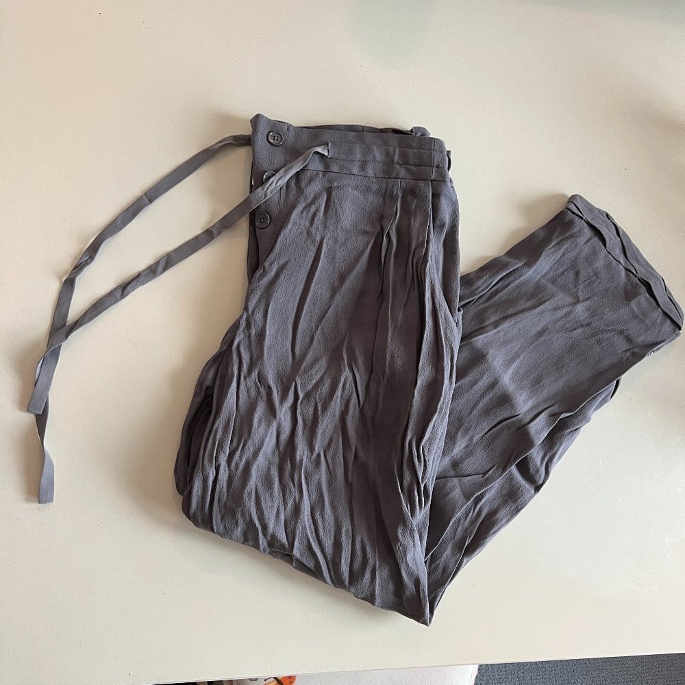 Grey Aritzia Wilfred Allant Tie Front Trouser Pant Size Small